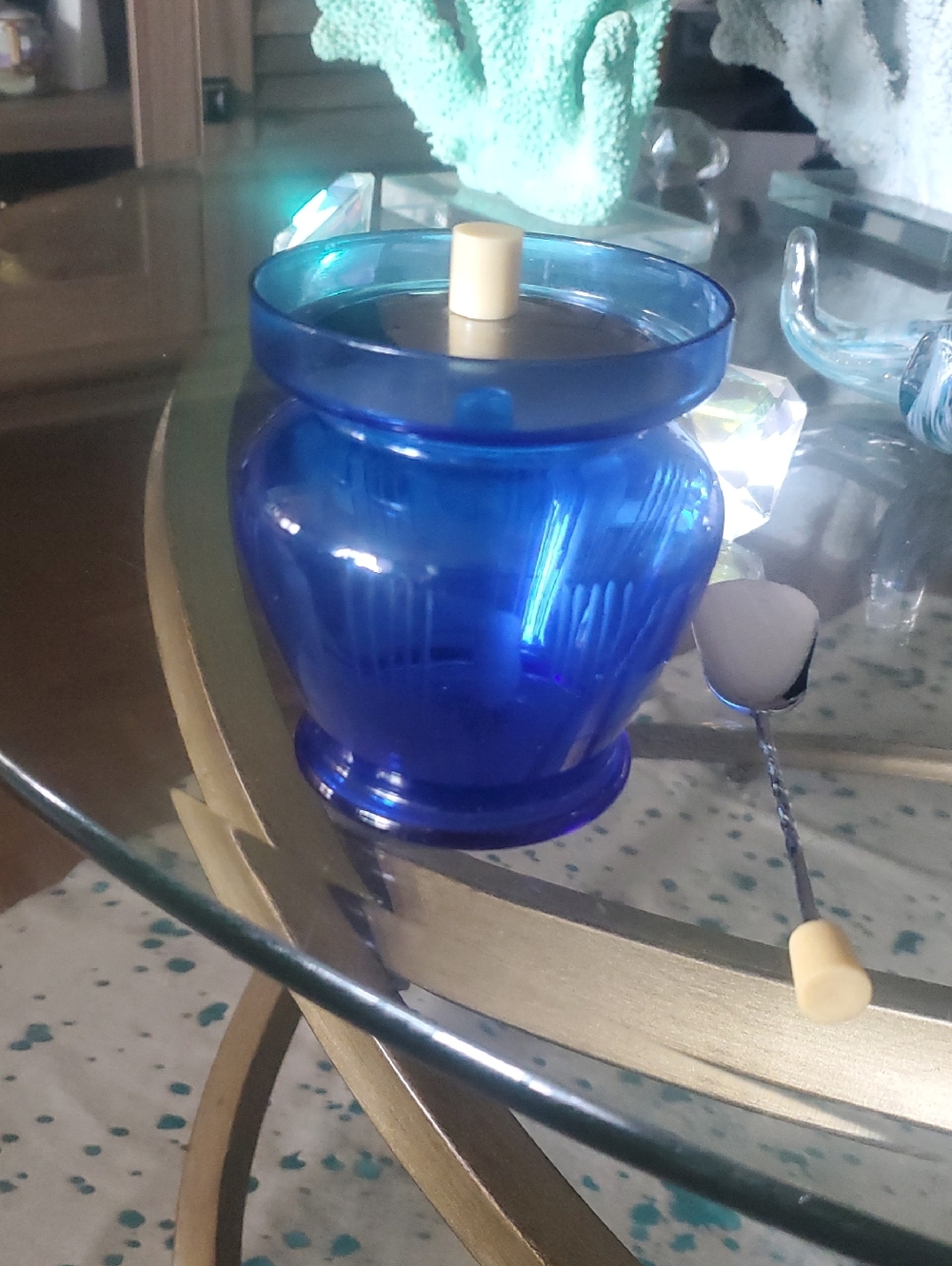 Blue Glass Jam Jar